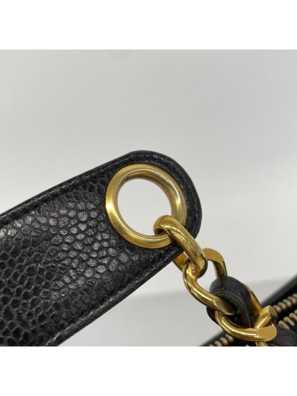 Chanel Chain Tote Caviar Leather Black Gold - Picture 8 of 10